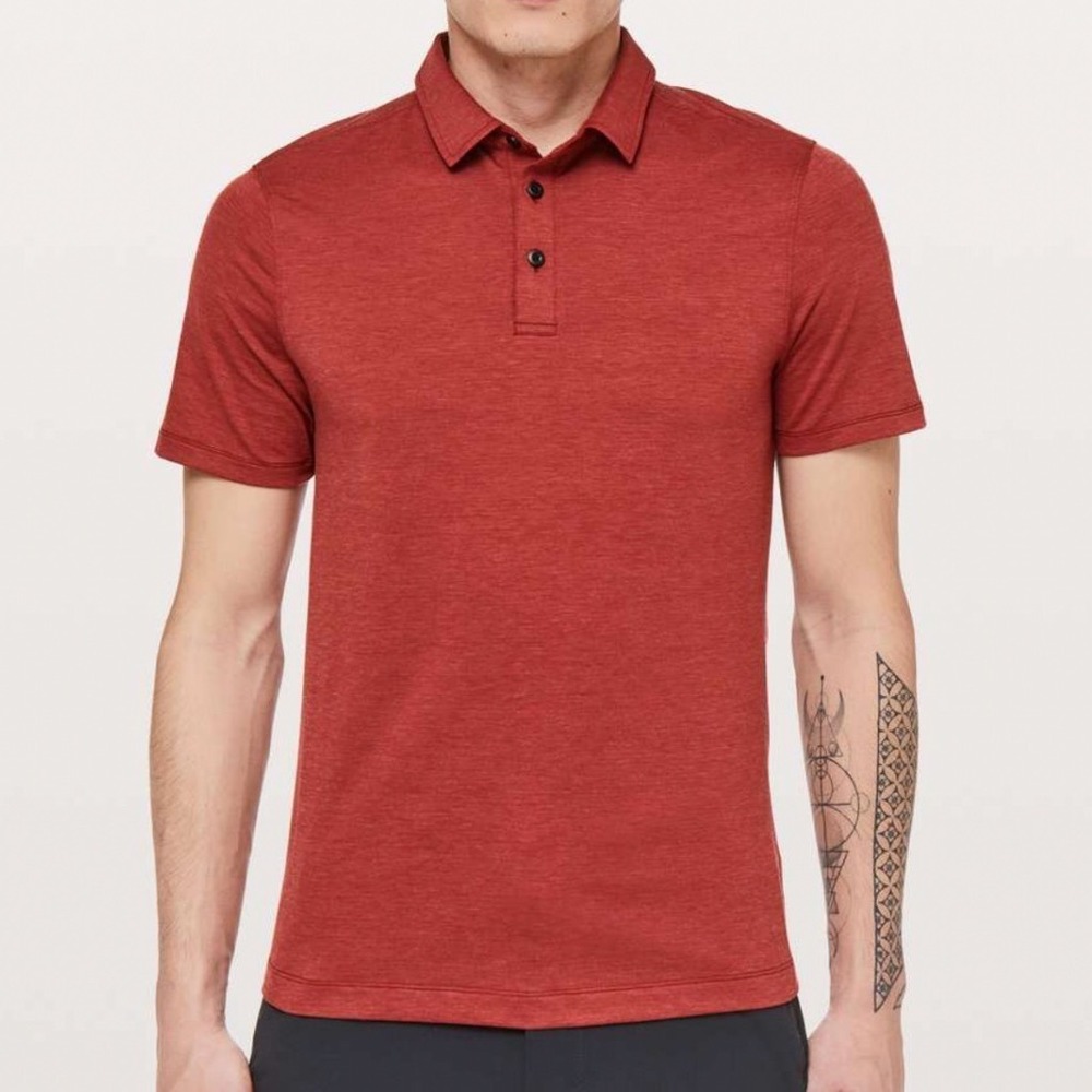 Lululemon Evolution Polo Short Sleeve Tee Mens Sz Medium Golf T-Shirt Anti-Stink